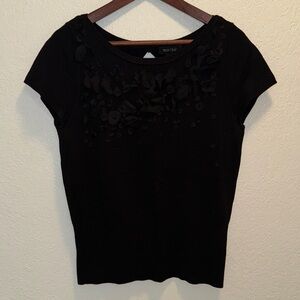 White House Black Market Black Embellished Blouse